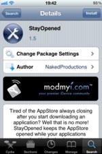 AppStoreからアプリをインストールする時にホーム画面に戻らなくなるCydiaアプリ「StayOpened」