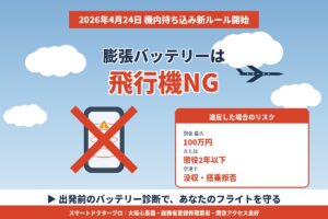 膨張バッテリーは飛行機NG｜2026年新ルール・没収罰則と出発前診断｜大阪心斎橋スマートドクタープロ